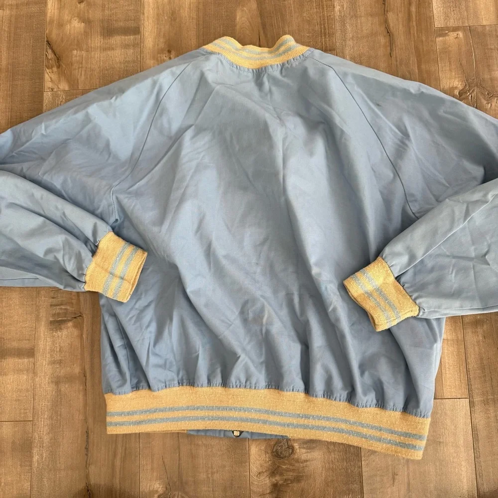 Vintage Sears Zip Up Jacket Bomber Style‎ XL Regular Powder Blue Dragon Logo